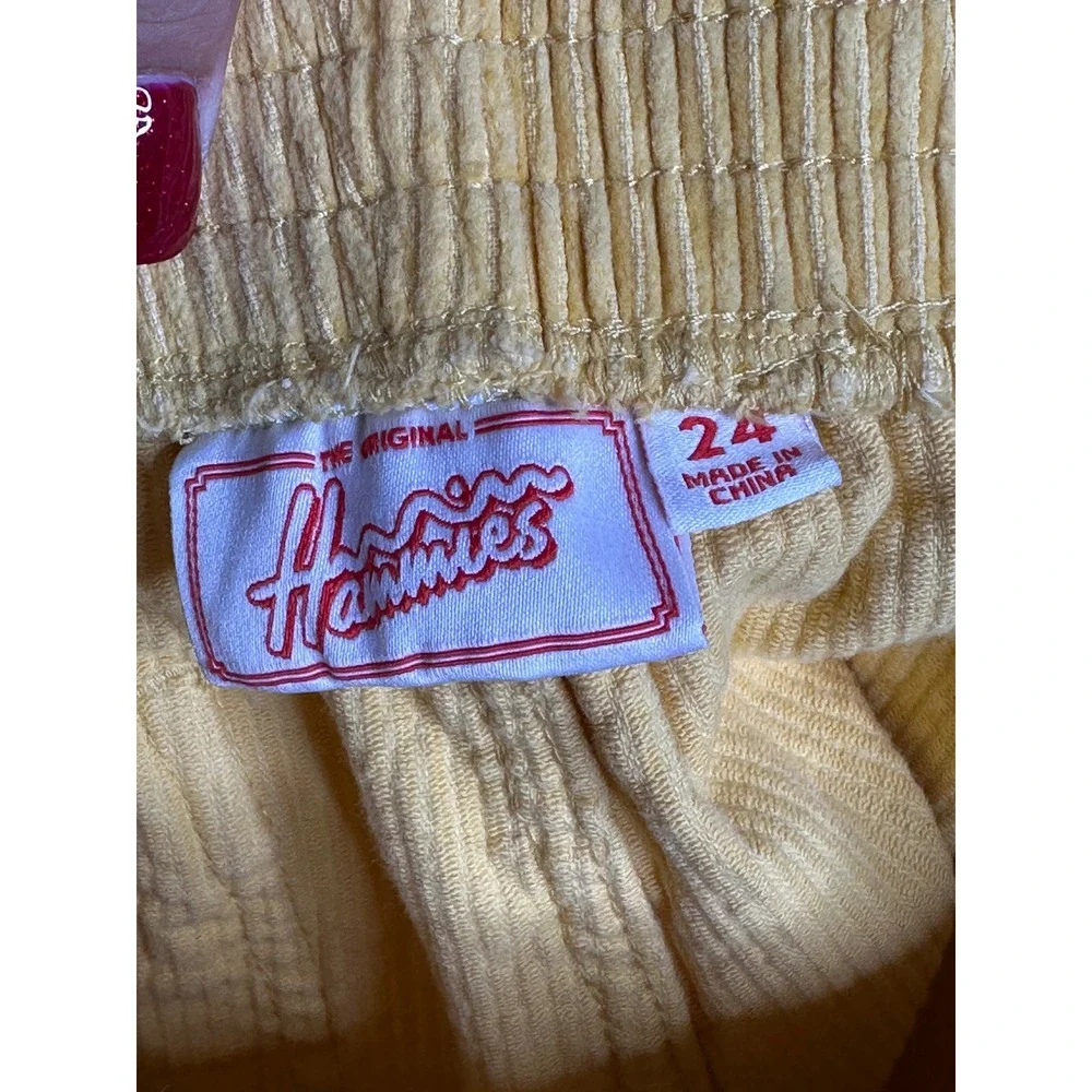 Hammies Corduroy Shorts 24 Yellow Retro 70s Surf High Waist Button Fly Shorties